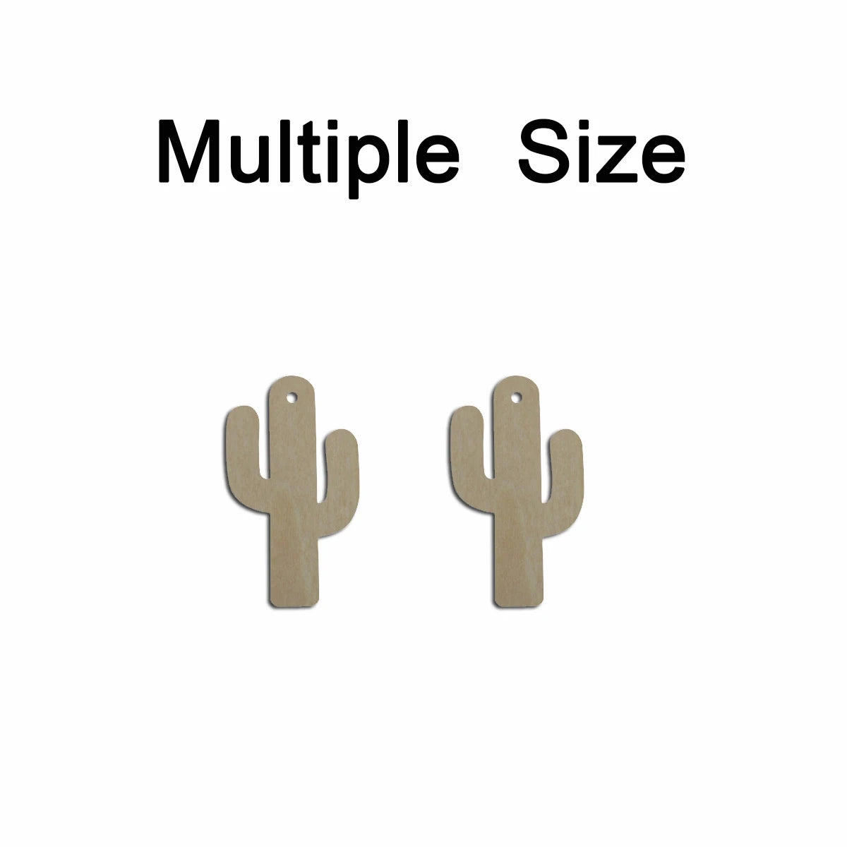 10pcs Multiple Size Unfinished Wooden Blanks Simple Cactus Cutout Shape Dangle Earring For Jewelry Supplier