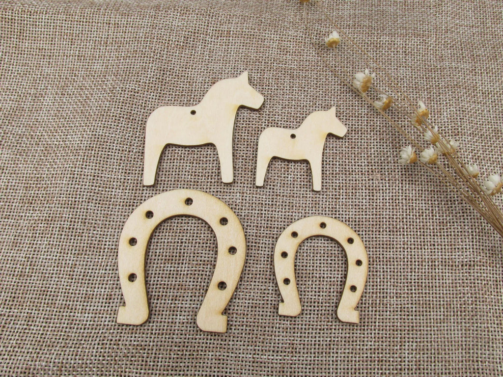 Unfinished Laser Cut Wooden Earrings Blank Pendant Wood Home Animal Horses Horseshoe Shapes For DIY Jewelry Project Making