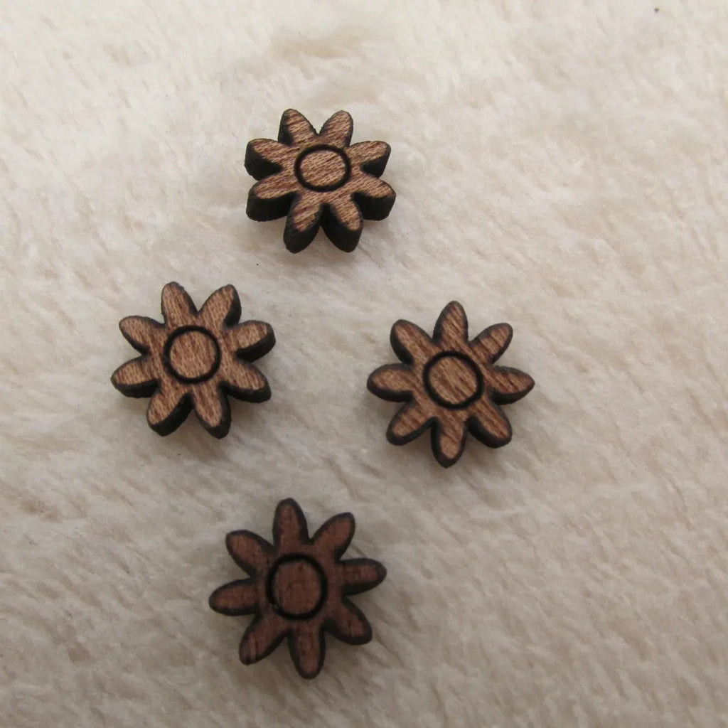 10pcs Unfinished Wood Cabochon Flower Icon, Laser Cut Engraving, DIY Craft Scrapbook Jewelry, Earrings Charm, Pendant Making