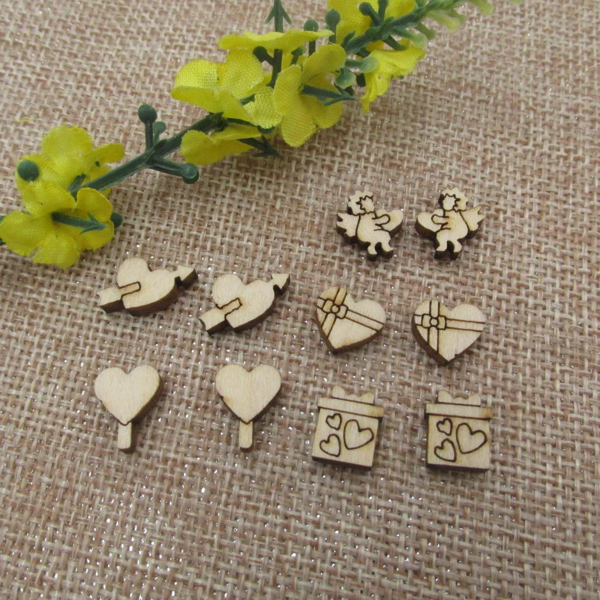 5 Pair Unfinished Blank Wooden Chocolate Heart Gift Box Cabochon Valentines Day Cupid Heart Post Sucker Wood Earrings Stud
