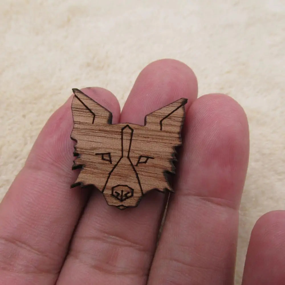 Unfinished Wood Accessory Geometric Animal Dog Shape Engraved Wooden Charms For DIY Jewerly Making