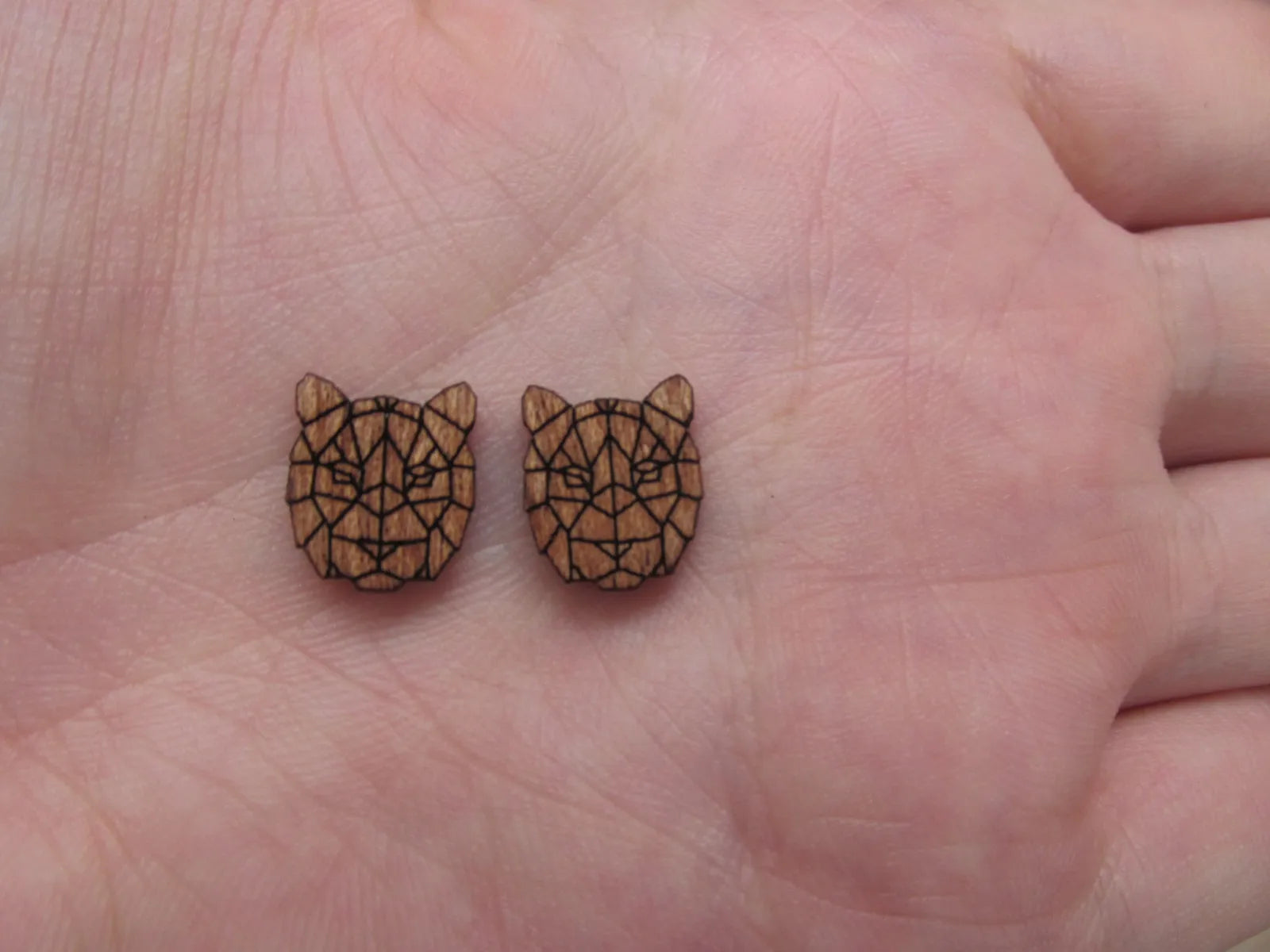 5 Pair Unfinished Blank Woodland Wild Animal Wooden Tiger Cabochon Charms Wood Shape Cutouts For DIY Craft  Earring Stud