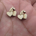 5 Pair Unfinished Blank Wood Cabochon Valentines Day Post Cherry Love Lock and Key Ladies Earrings Stud Jewerly Findings