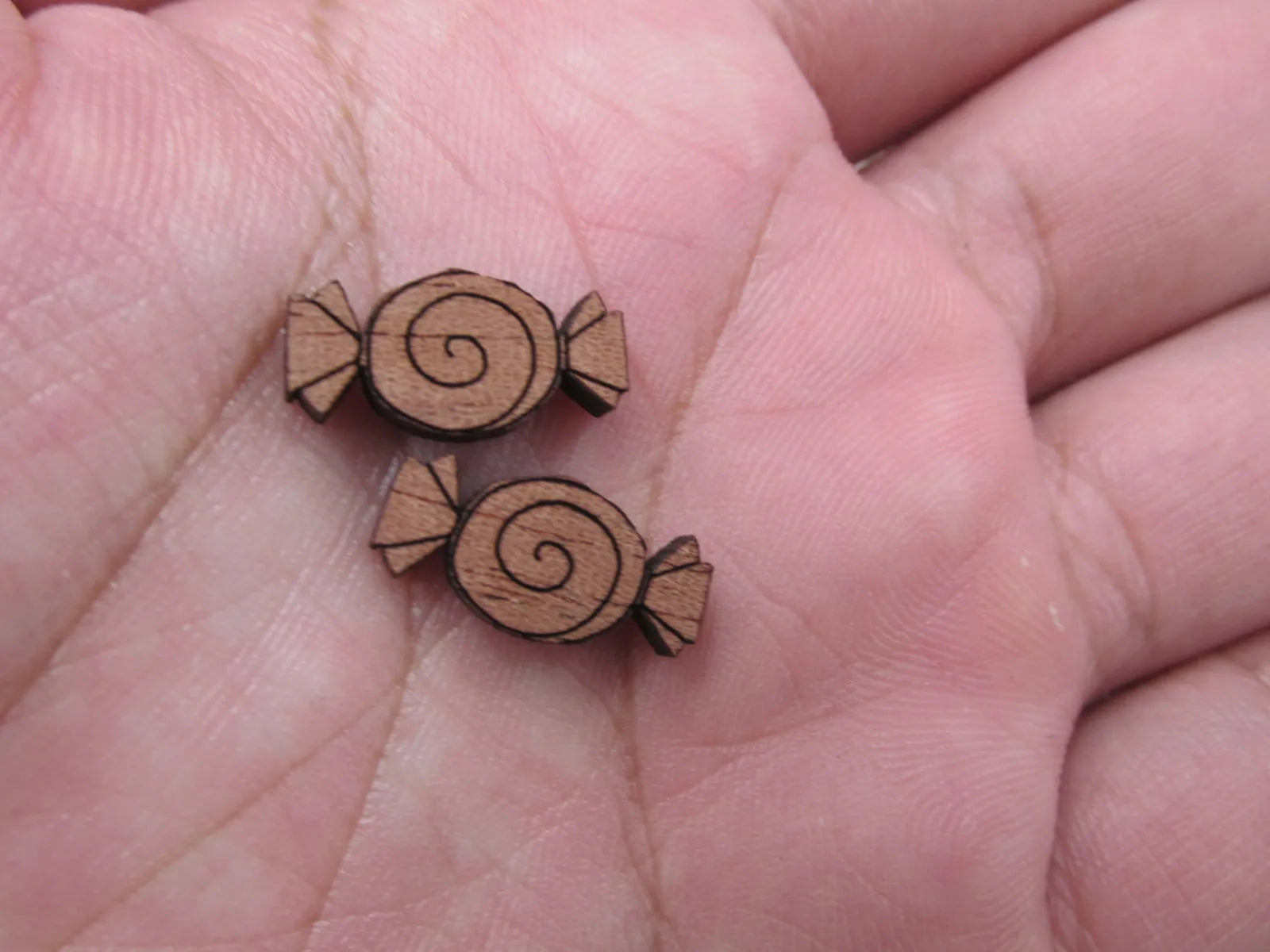 5 Pair Unfinished Wood Cabochon Christmas Holiday Peppermint Candy Cane Wooden Cutout Shapes For DIY Stud Earrings Supplies