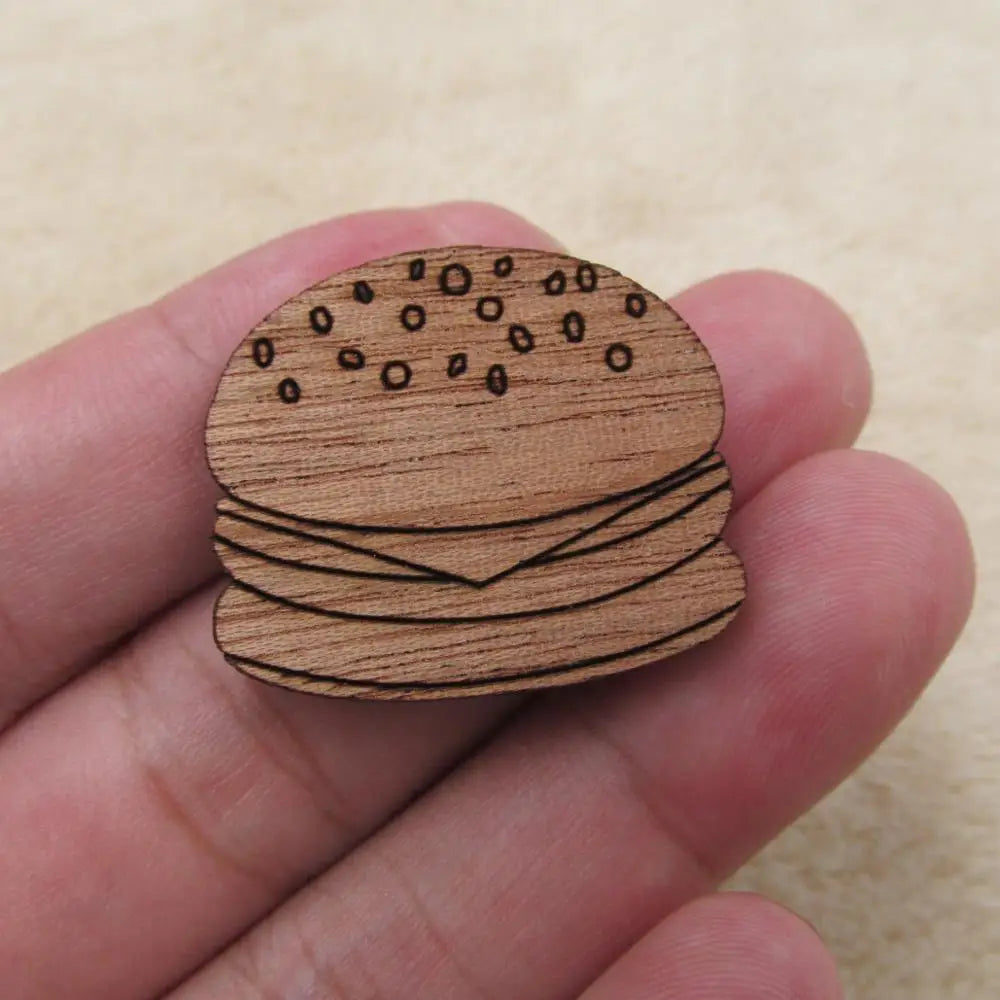 Unfinished Wooden Charms Foods Icom Ice Cream Hamger Pizza Pendant For DIY Project Jewerly Making