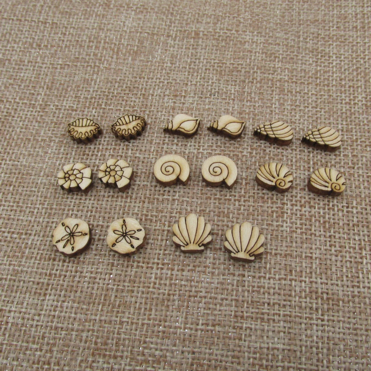 5Pair Unfinished Blank Wooden Summer Beach Seashell Round Conch Sheall Cabochon Post Sand Dollar Earrings Stud