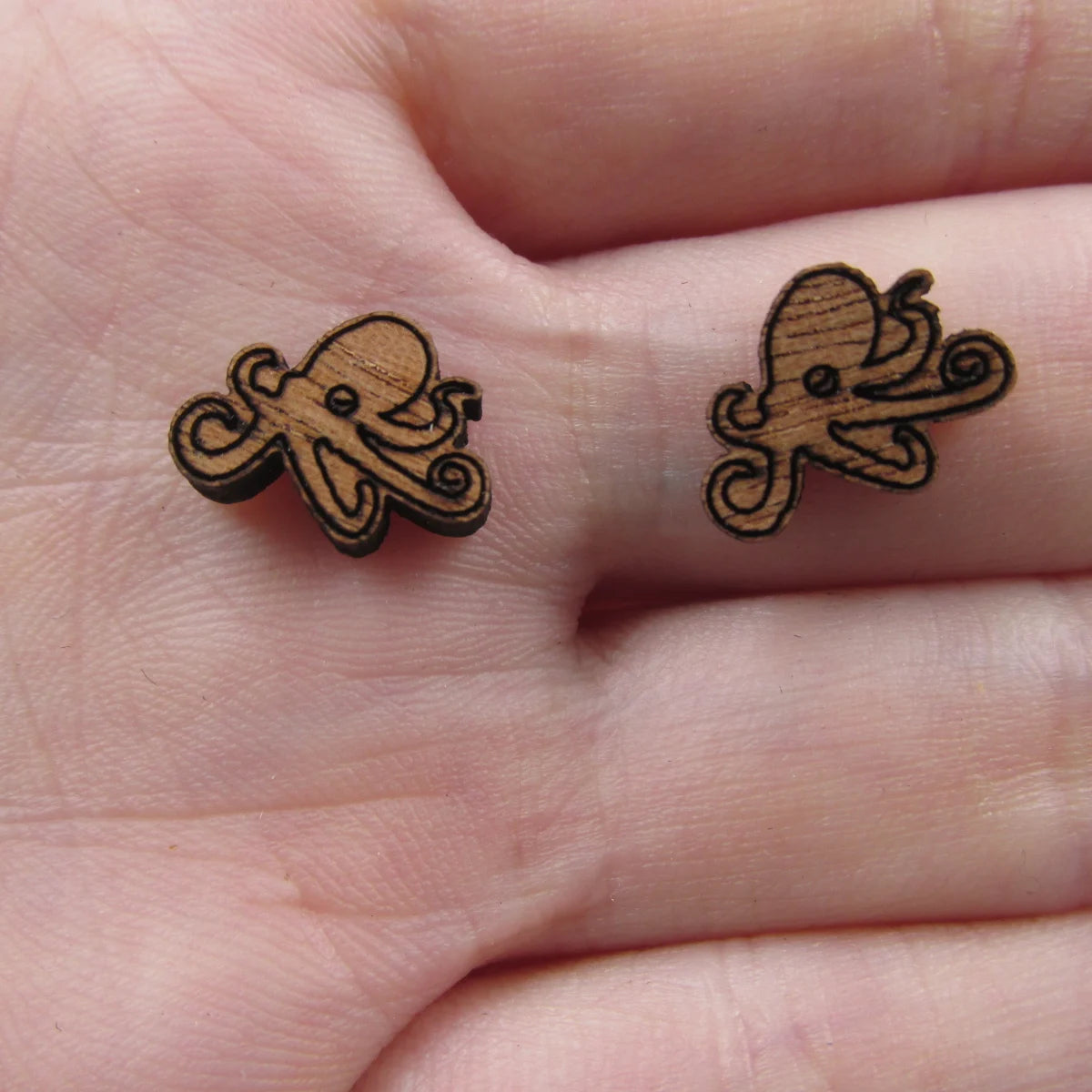 5 Pair Unfinished Blank Sea Animal Wooden Octopus Cabochon Charm Wood Shape Cutouts For DIY Craft  Earring