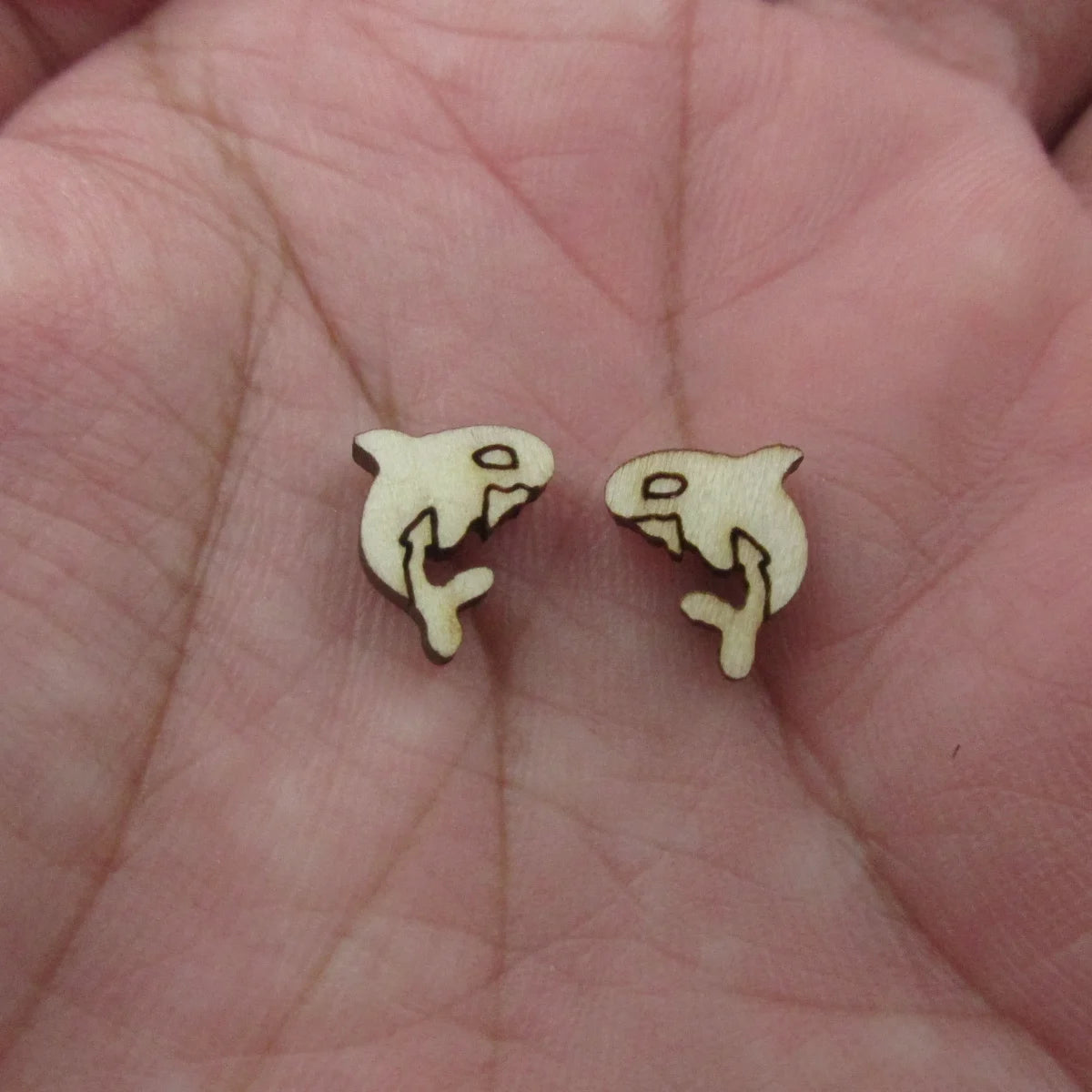 5 Pair Unfinished Blank Wooden Under The Sea Ocean Narwhal Dolphin Post Beluga Orca Whale Wood Earrings Stud