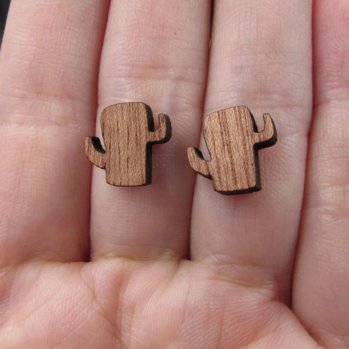 5 Pairs Unfinished Laser Engraved Wood Cabochon Shape Plants Cactus Charms Wooden Cutout Jewerly Earrings Suppliers