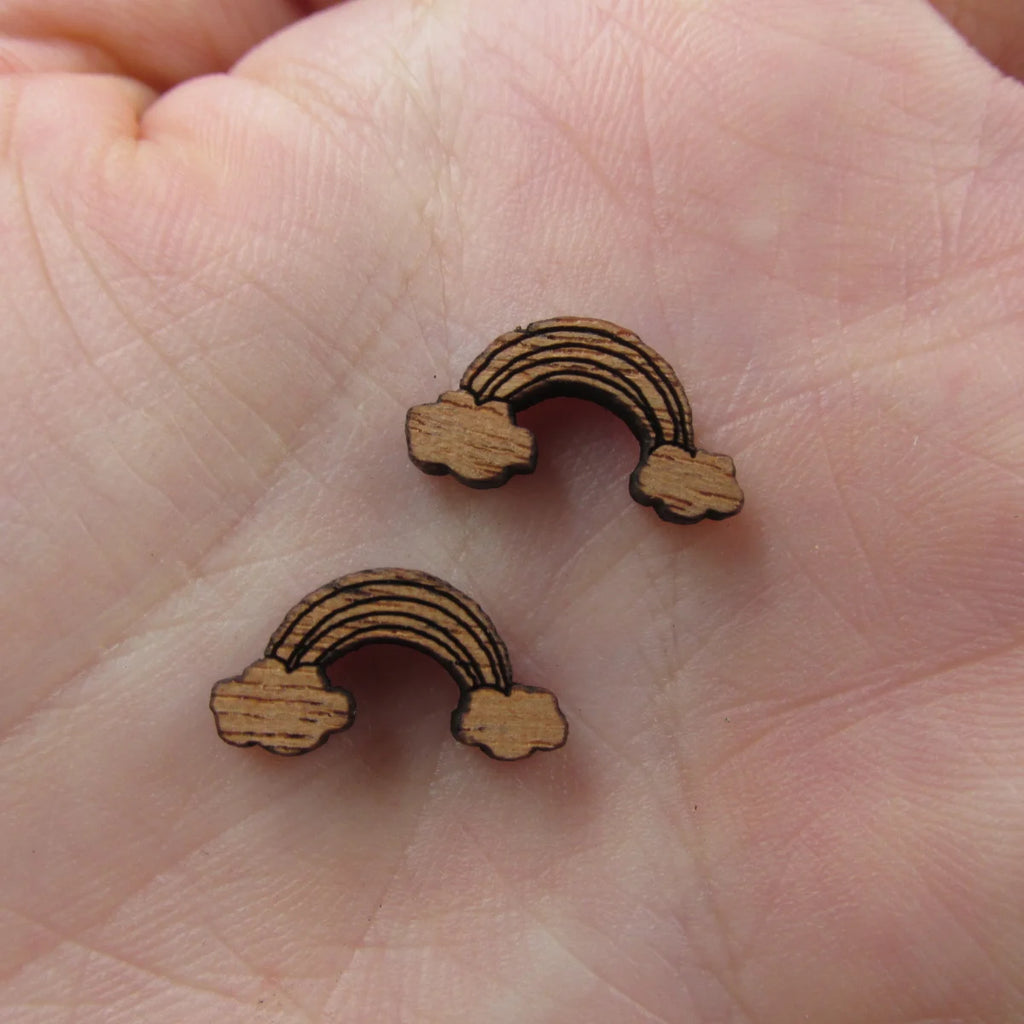 5 Pair Unfinished Blank Weather Wood Rainbow Wooden Cutout Shapes For DIY Stud Earrings Supplies