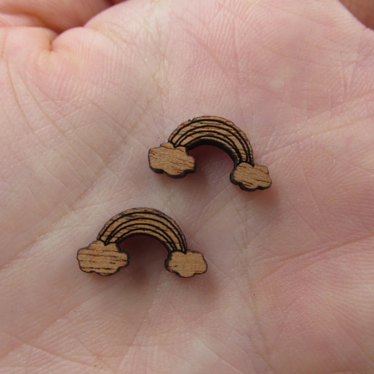 5 Pair Unfinished Blank Weather Wood Rainbow Wooden Cutout Shapes For DIY Stud Earrings Supplies