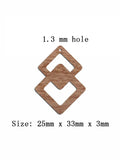 6pcs Unfinished Blank Wooden Geometric Double Squares Shape Wood Drop Earring Charms Pendant for DIY Jewelry Making