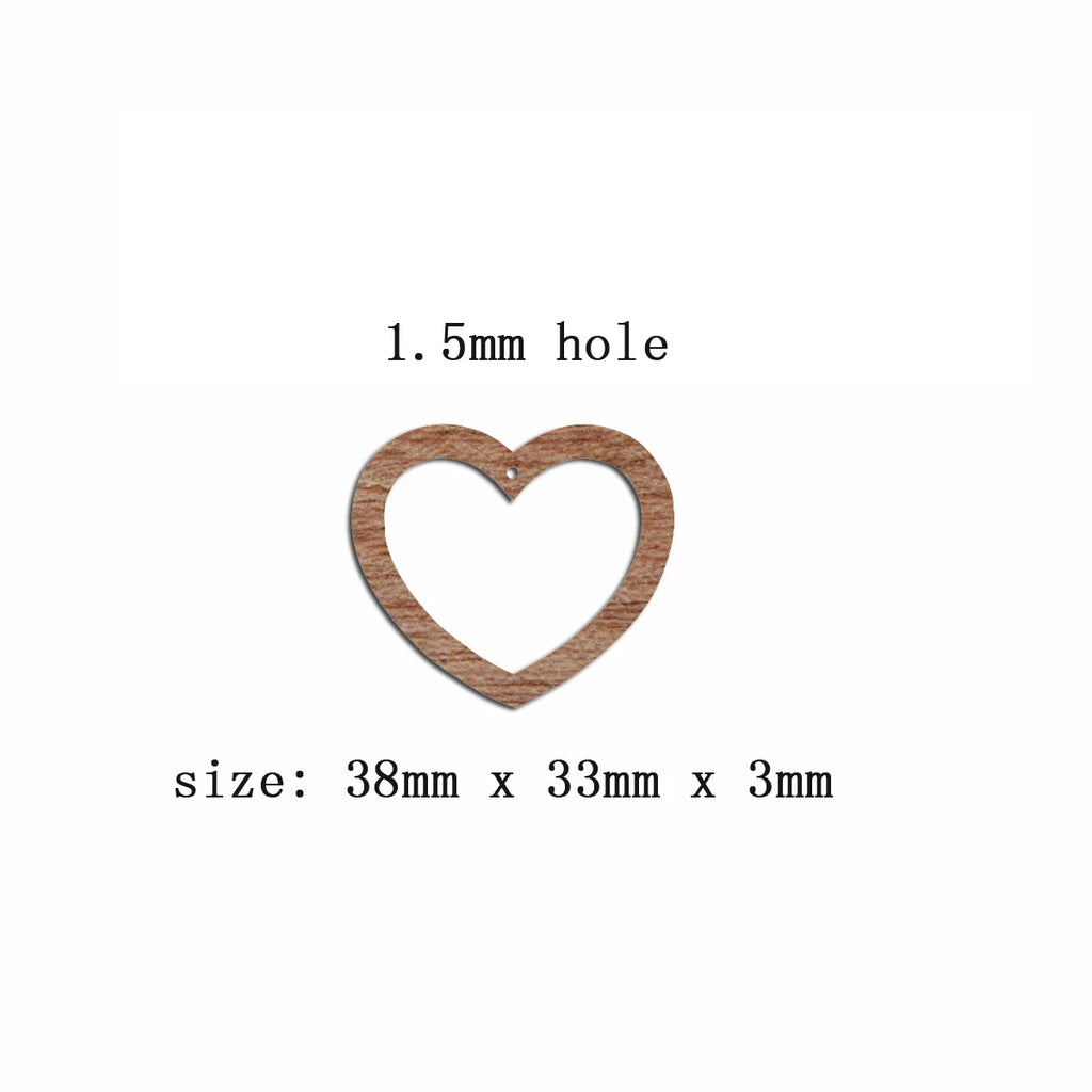 6pcs Unfinished Blank Wooden Heart Hoop Shape Macrame Wood Earring Charms Pendant for Jewelry Making
