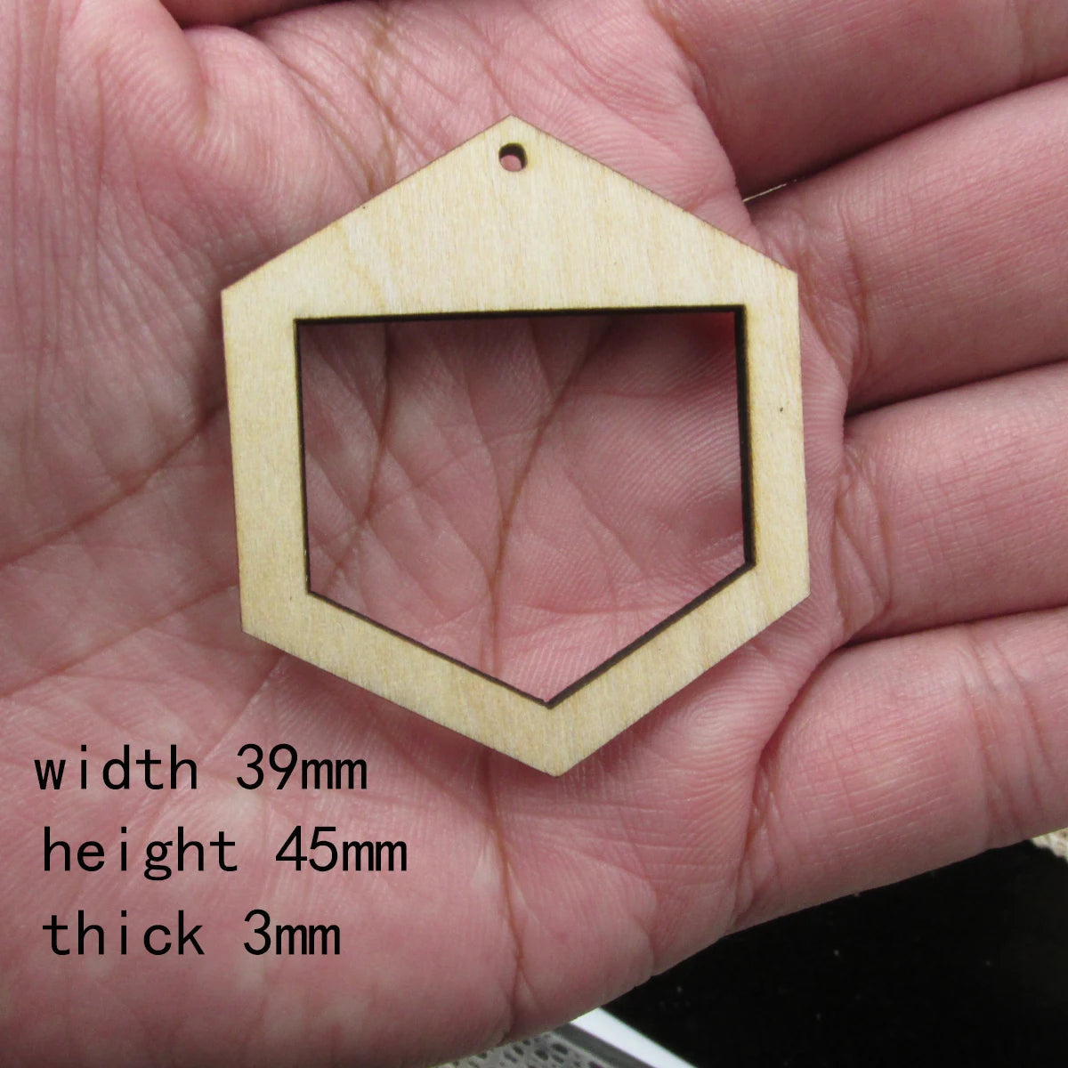 10pcs 1.75 inch Unfinished Wooden Blanks Geometric Hexagon Macrame DIY Earrings Parts Findings Accessories Supplies