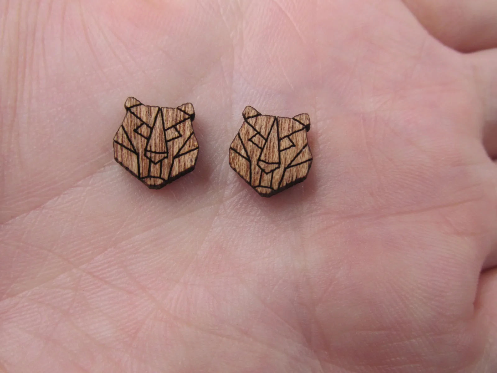5 Pair Unfinished Blank Woodland Wild Animal Wooden Tiger Cabochon Charms Wood Shape Cutouts For DIY Craft  Earring Stud