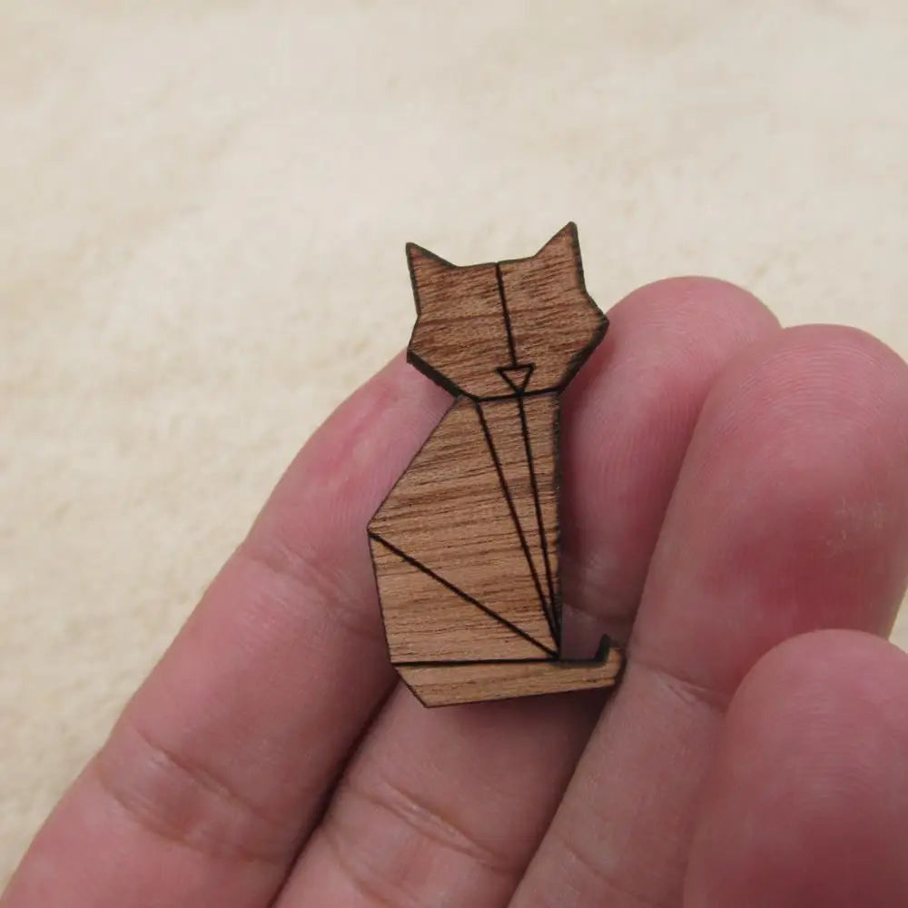Wooden Animals Cat Charm Jewelry Findings Making Unfinished Blank Solid Wood For DIY Brooch  Earrings Charms