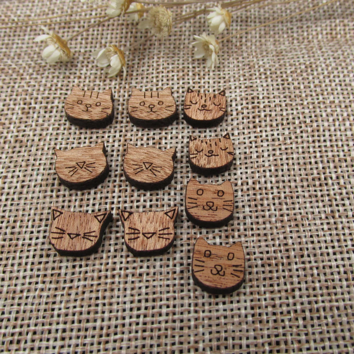5 Pair Unfinished Blank Home Animal Wood Cute Cat Head  Wooden Cutout Shapes For DIY Stud Earrings Supplies