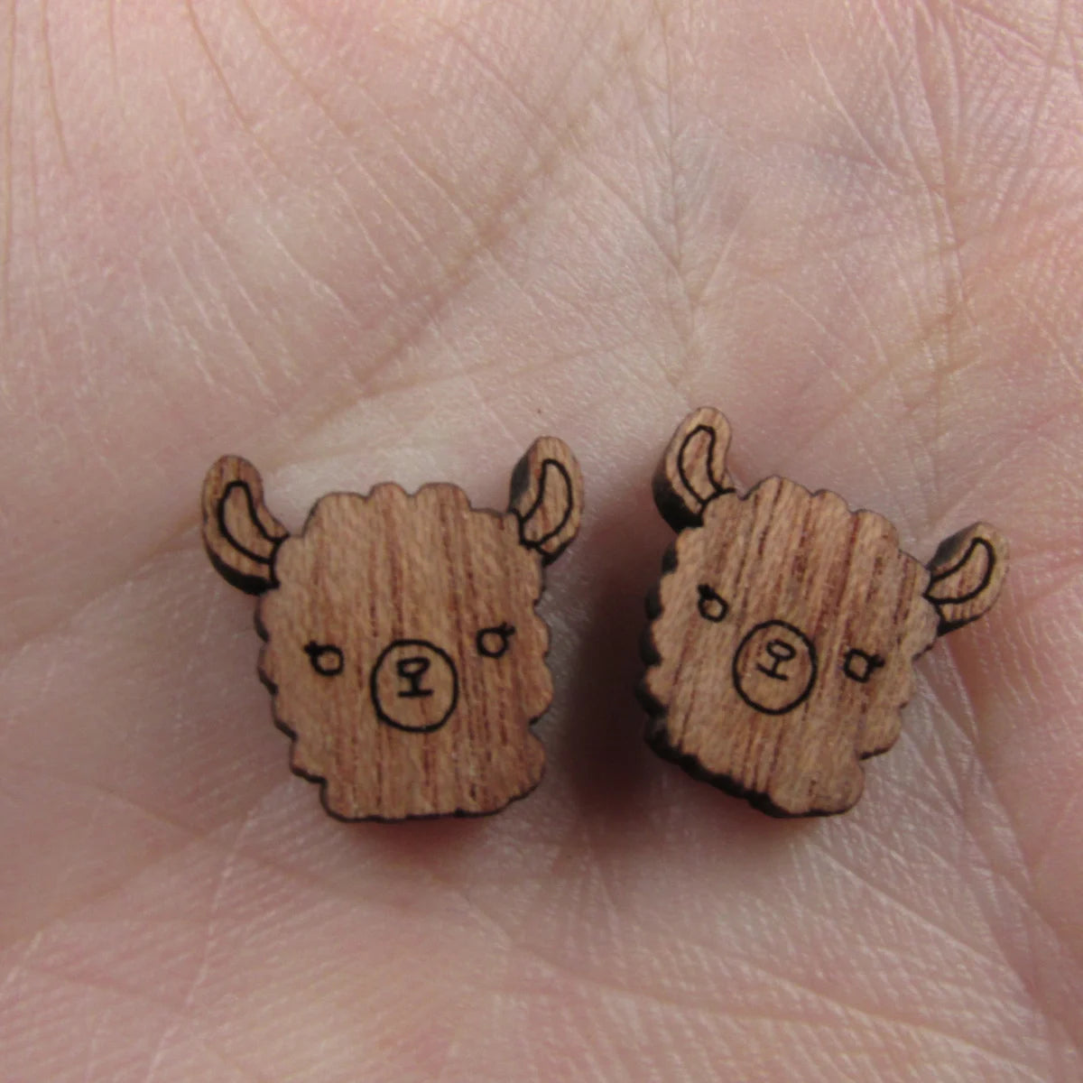 5 Pair Unfinished Blank Wild Animal Wooden Llama Alpaca Cabochon Charms Wood Shape Cutouts For DIY Craft  Earring Stud