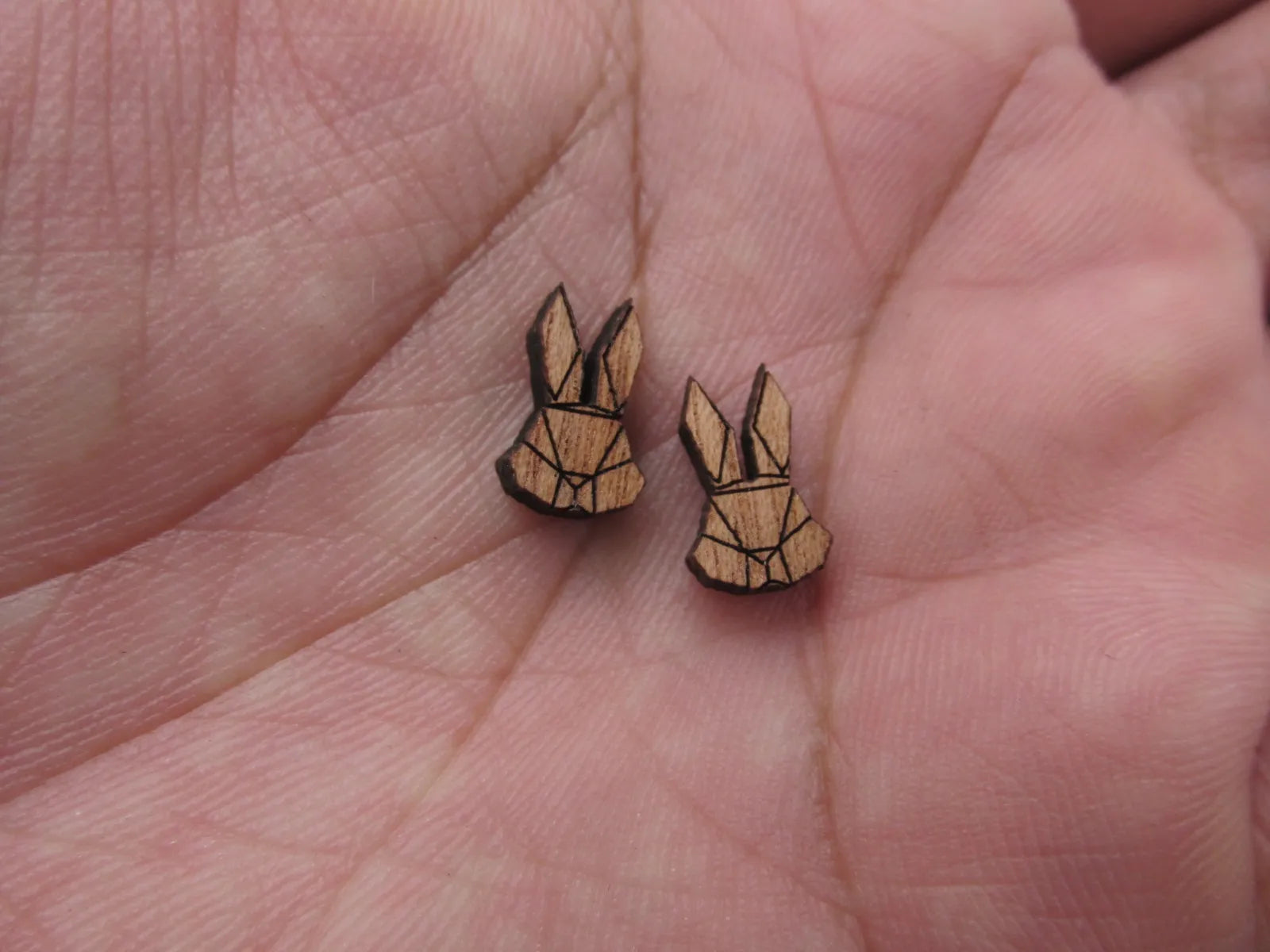 5 Pair Geometric Origami Unfinished Blank Wood Cabochon Animal Rabbit Bunny Wooden Cutout Shapes For DIY Stud Earrings Supplies