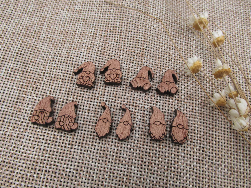 5 Pair Unfinished Blank MINI Wood Cabochon Christmas Gnomes Wooden Cutout Shapes For DIY Stud Earrings Supplies