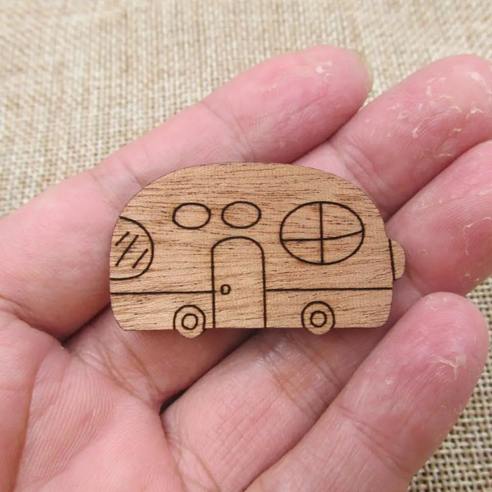 Unfinished Wooden DIY Craft Camper Wood Shape Cutout Perfect for Pendant Pin Brooch Necklace diy Project
