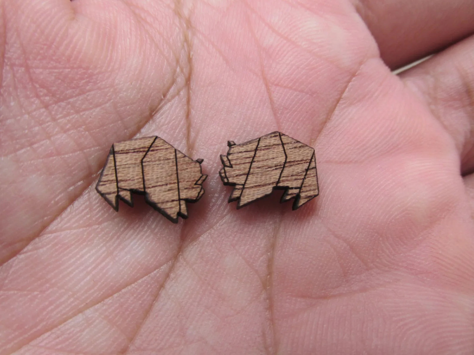 5 Pair Unfinished Laser Cut Blank Animal Wooden Pig Cabochon Charms Wood Shape Cutouts For DIY Craft  Earring Stud