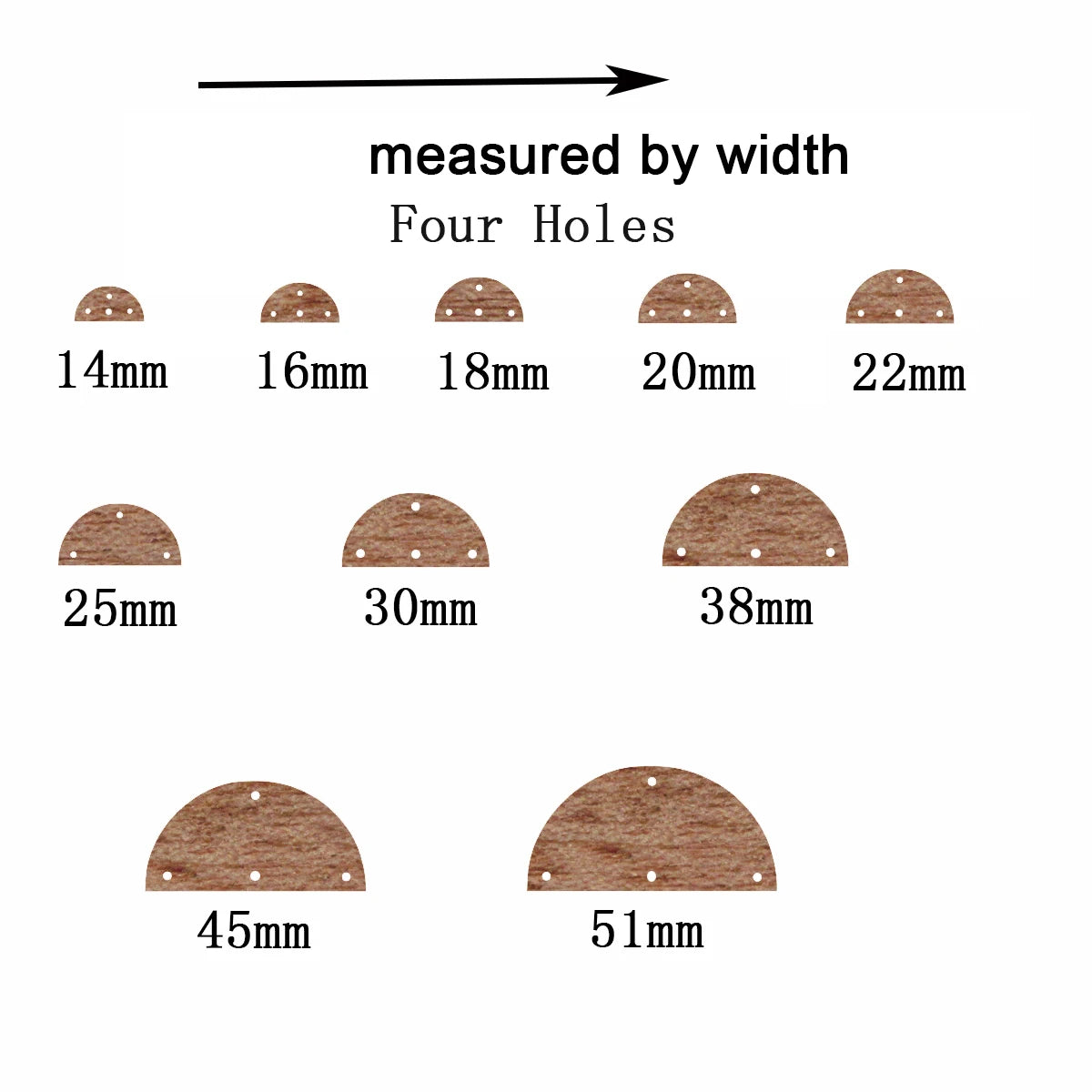 6pcs Unfinished Blank Wooden Geometric Half Circle Smicircle Four Holes Earring Connector Pendant for Jewelry Making