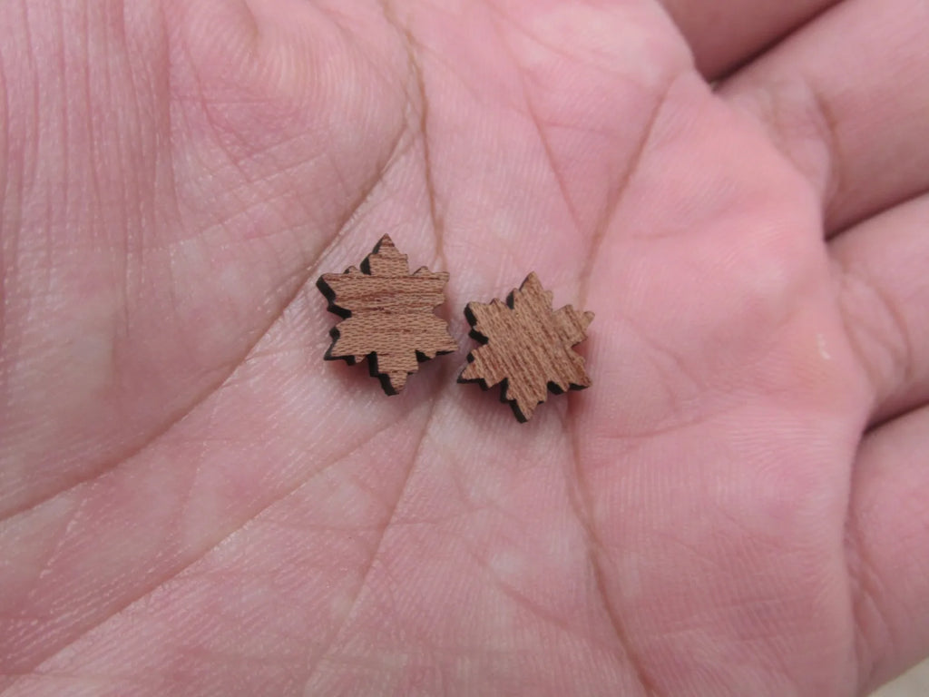 5 Pair Unfinished Blank MINI Wood Cabochon Christmas Snow Snowflakes Wooden Cutout Shapes For DIY Stud Earrings Supplies