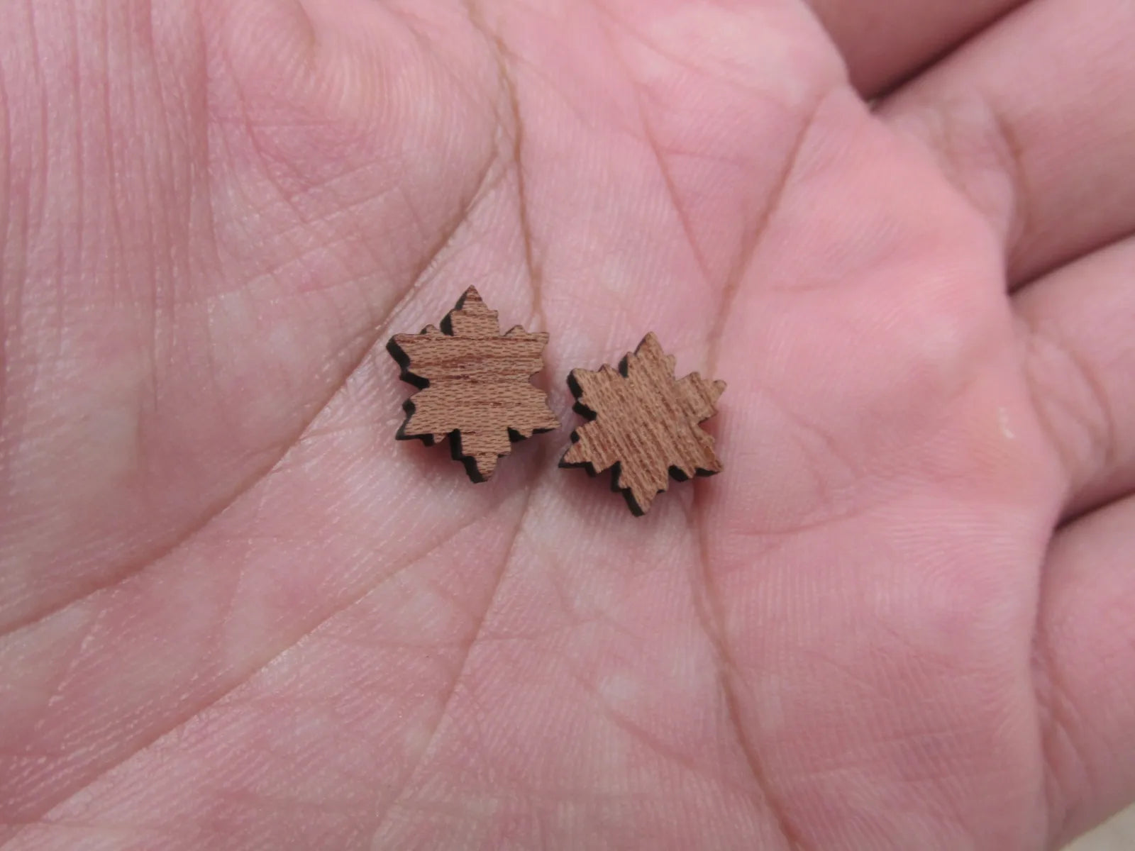 5 Pair Unfinished Blank MINI Wood Cabochon Christmas Snow Snowflakes Wooden Cutout Shapes For DIY Stud Earrings Supplies