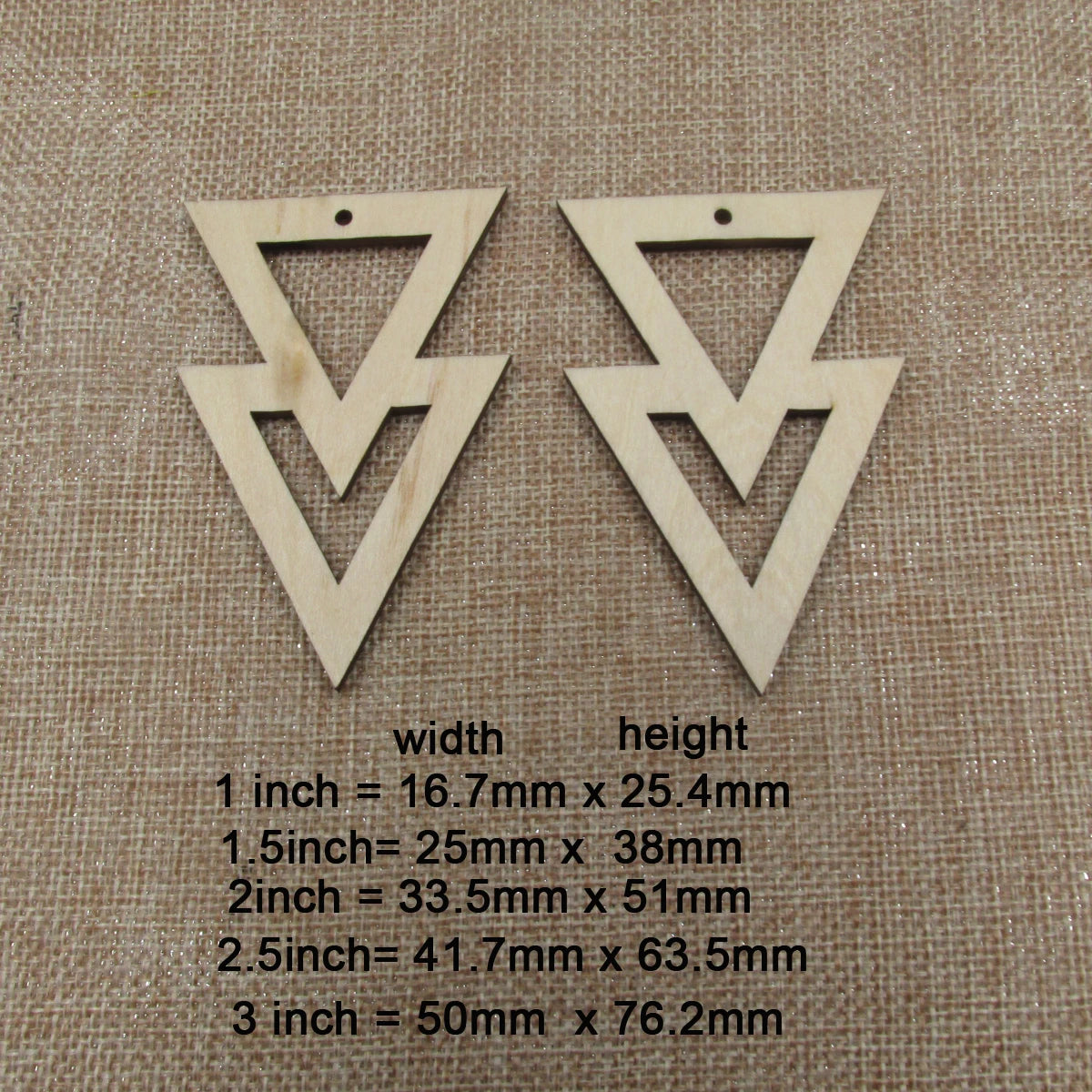 10pcs All Size DIY Unfinished Laser Cut Wood Earrings Blanks Geometric Double Arrow Shape For Jewelry