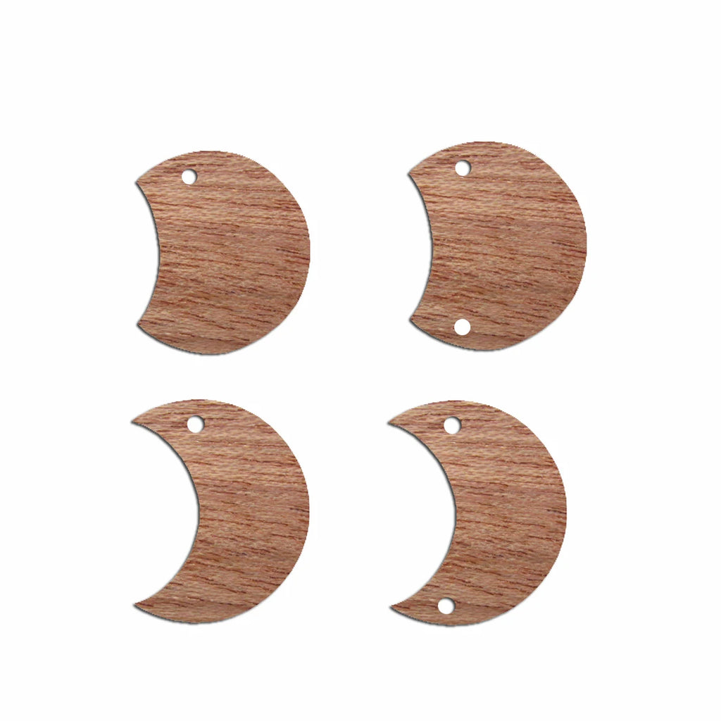 6pcs Unfinished Blank Wooden Moons Connector Solid Wood Shape Cutout For Necklace Earring Pendant  DIY Making Jewelry