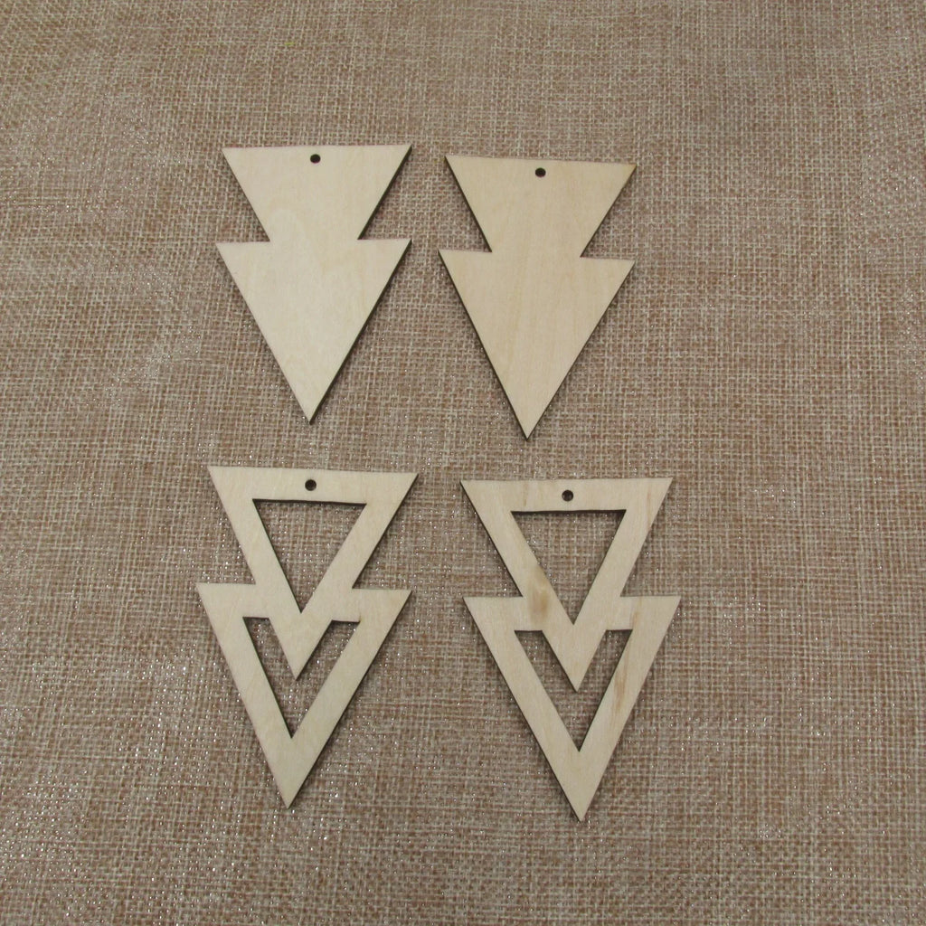10pcs All Size DIY Unfinished Laser Cut Wood Earrings Blanks Geometric Double Arrow Shape For Jewelry