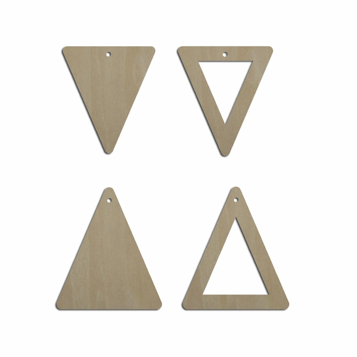 10pcs Laser Cut Unfinished Blank Wood Geometric Simple Triangle Cutout Shape Earring Pendant Jewelry Charm Finding