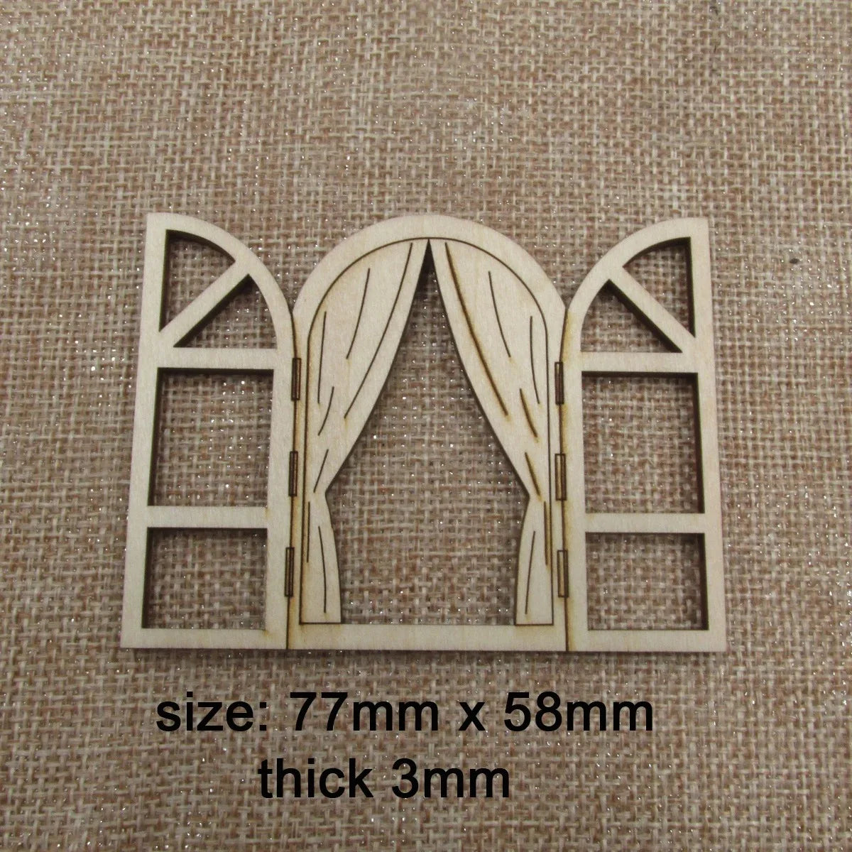 Unfinished Blank Wooden Fairy Opening Windows, Cutout Door Doll House Accessories, DIY Craft, 10Pcs