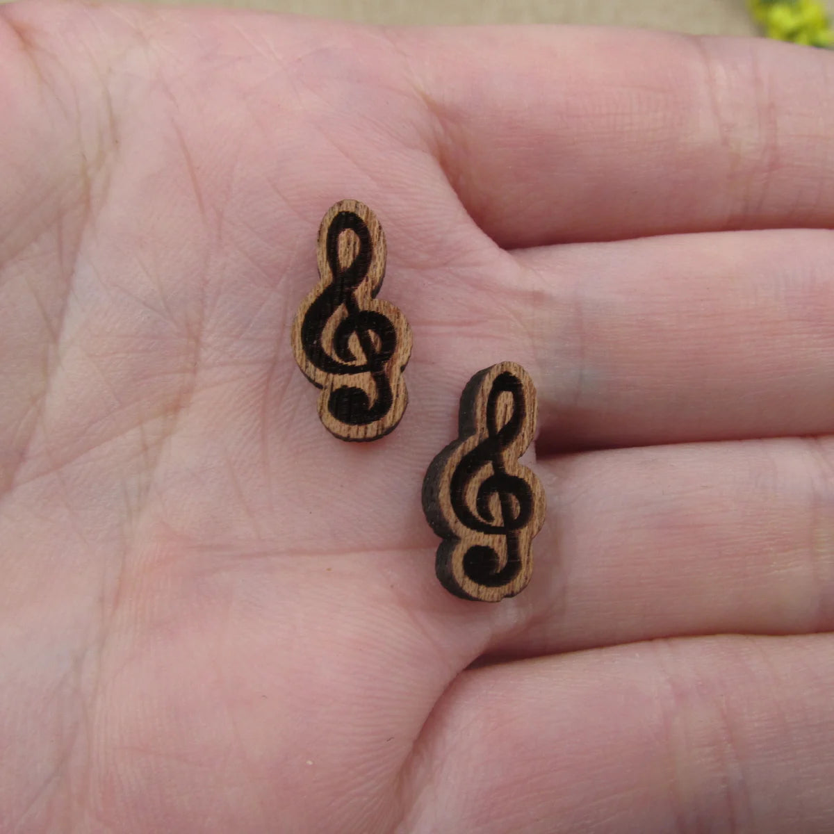 5 Pair Unfinished Blank Musical Wooden Music Note And Guitar Cabochon Charm Wood Shape Cutouts For DIY Craft  Earring