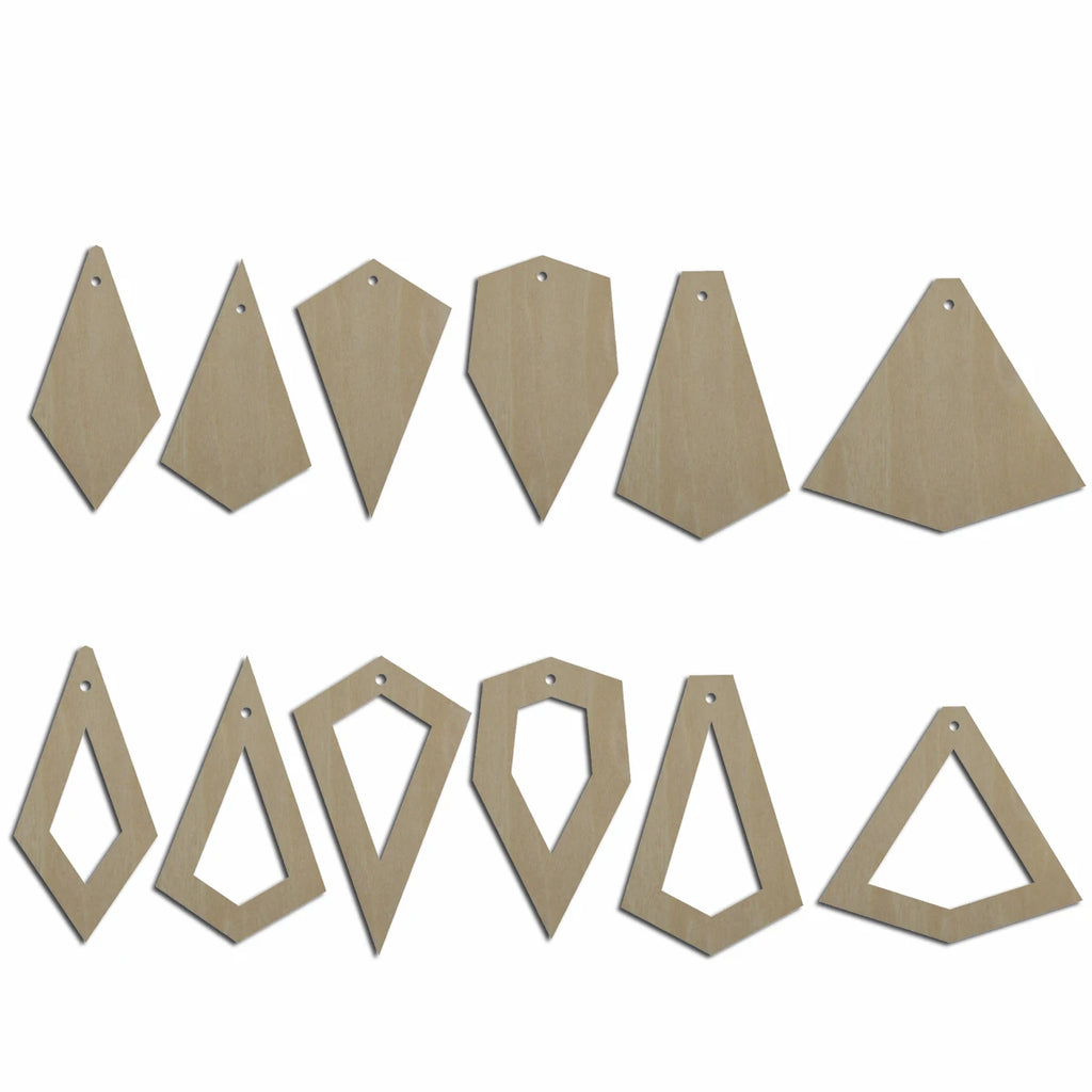 10pcs Unfinished Blank Wood Geometric Triangle Tie Ice Cream Cutout Shape Earring Pendant Jewelry Charm Finding