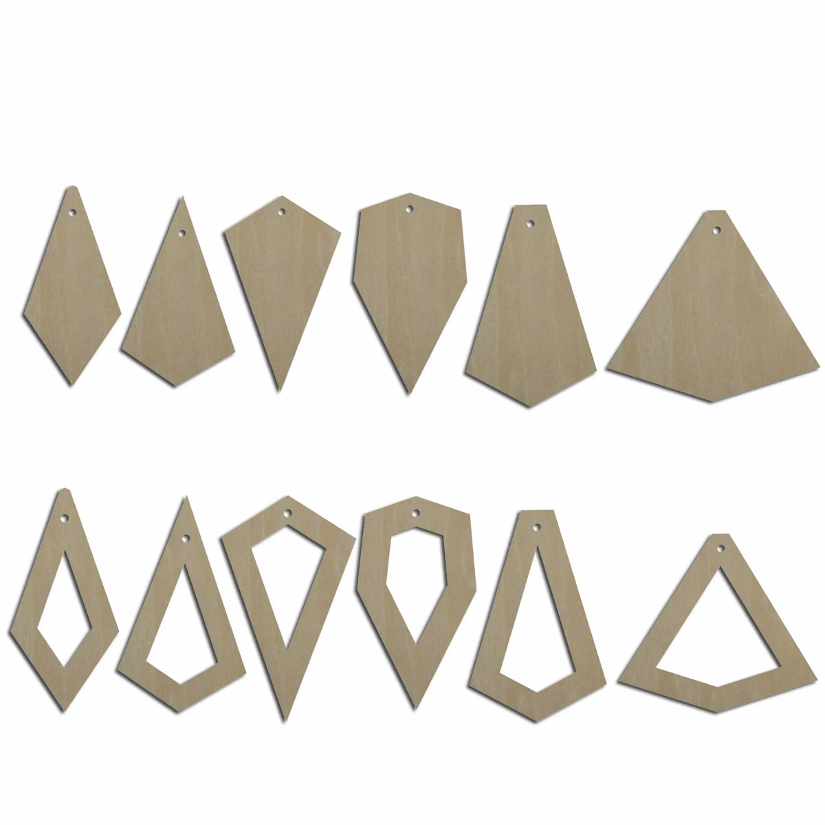 10pcs Unfinished Blank Wood Geometric Triangle Tie Ice Cream Cutout Shape Earring Pendant Jewelry Charm Finding