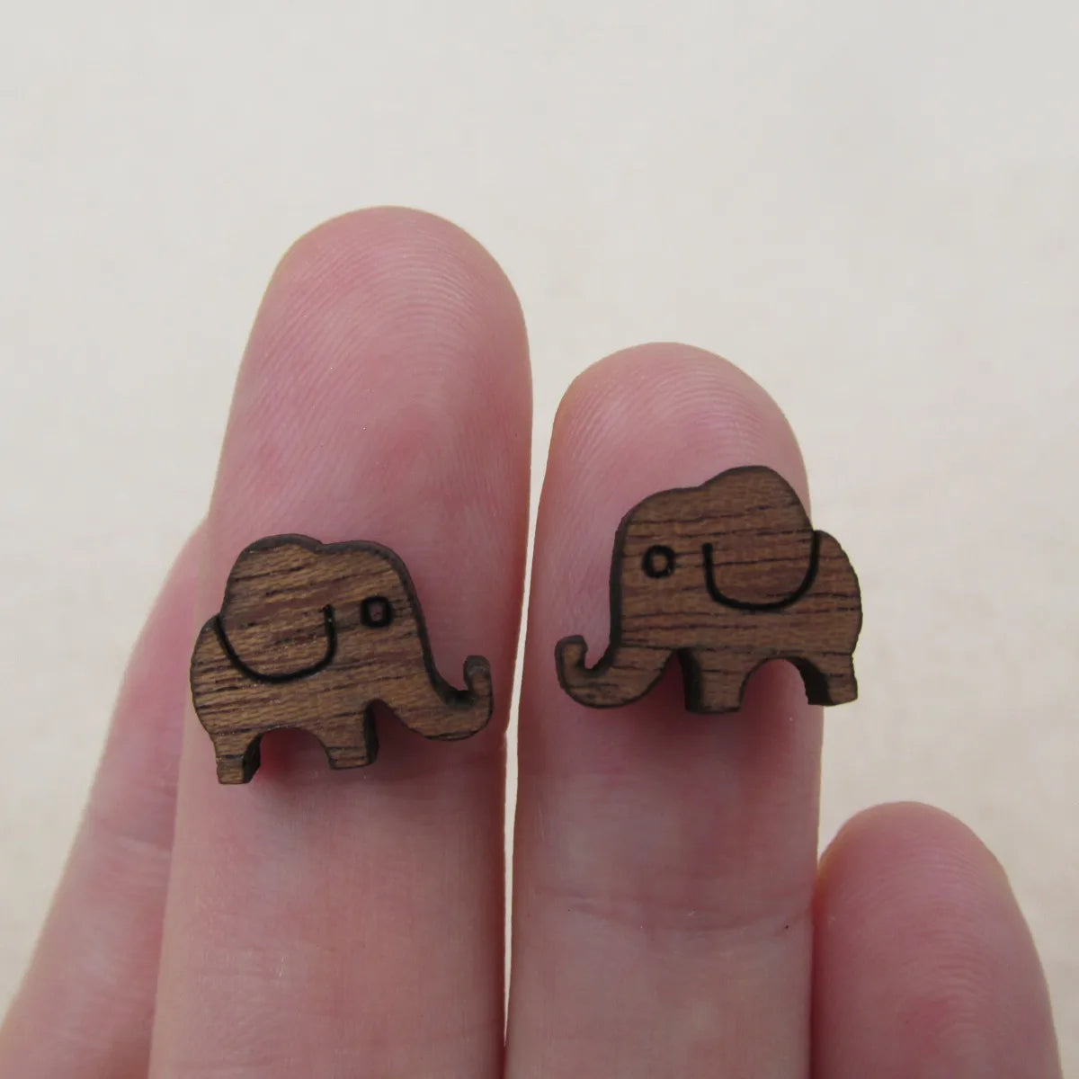 5 Pair Tiny Animal Elephant Wooden Cabochon Accessories Unfinished Wood Charms For DIY Handmade Earring Stud