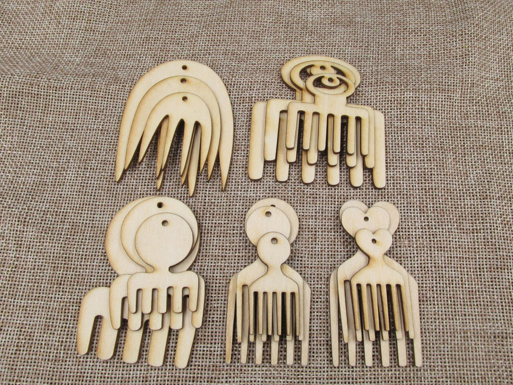 DIY Unfinished Wooden Earrings Blank Pendant Wood African Comb Shapes For Jewelry Findings Components