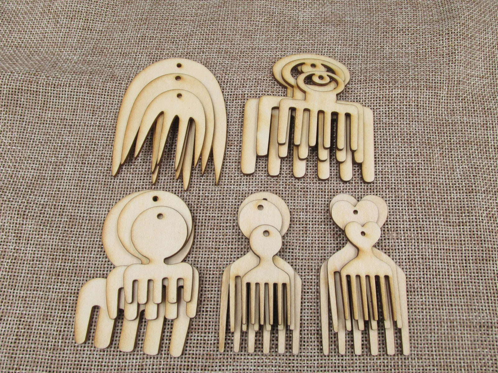 DIY Unfinished Wooden Earrings Blank Pendant Wood African Comb Shapes For Jewelry Findings Components