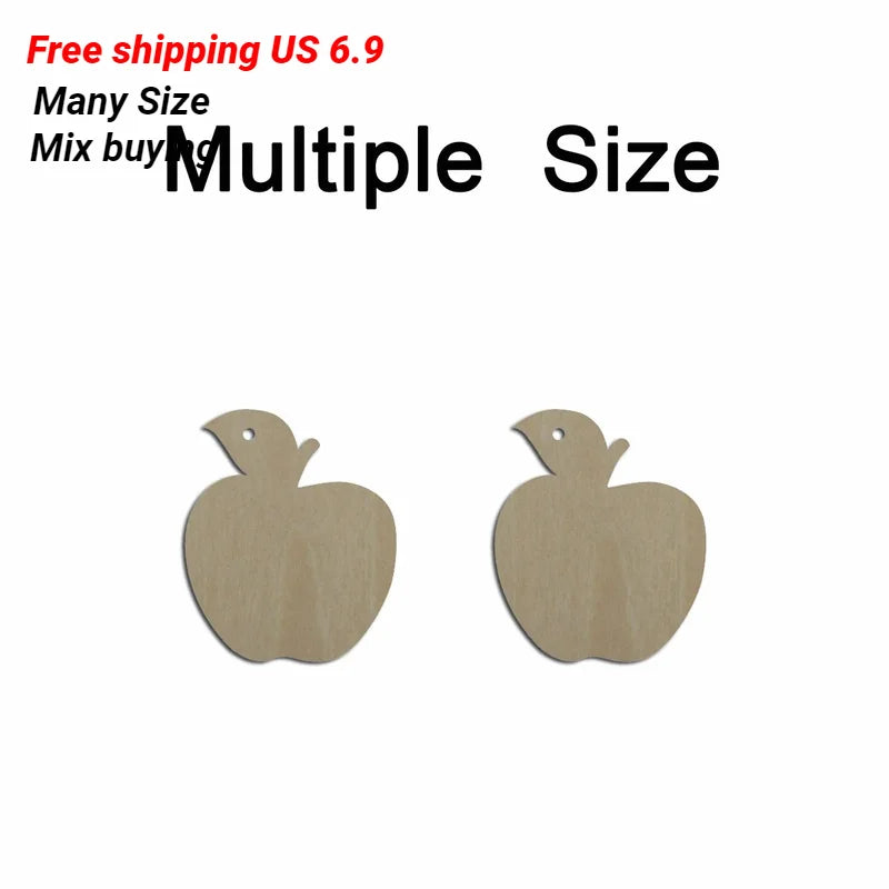 10pcs Multiple Size Unfinished Wooden Blanks Fruit Apple Cutout Shape Dangle Earring For Jewelry Supplier