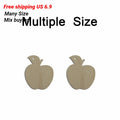 10pcs Multiple Size Unfinished Wooden Blanks Fruit Apple Cutout Shape Dangle Earring For Jewelry Supplier