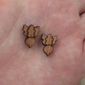 5 Pair Unfinished Blank Wooden Cabochon Wood Sweet Corn Radish Turnips Shape Cutouts For DIY Craft Earring Stud