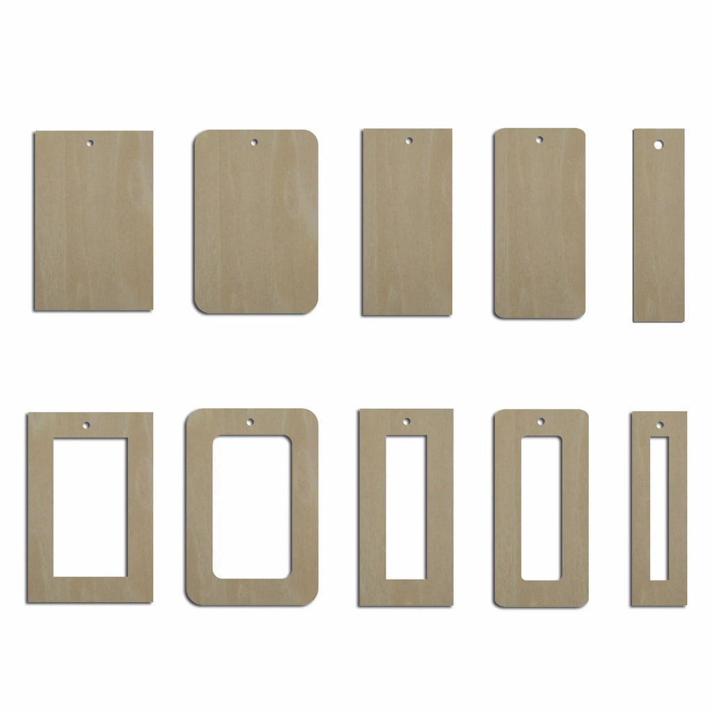 10pcs Laser Cut Unfinished Blank Wood Geometric Rectangle Cutout Shape Earring Pendant Jewelry Charm Finding