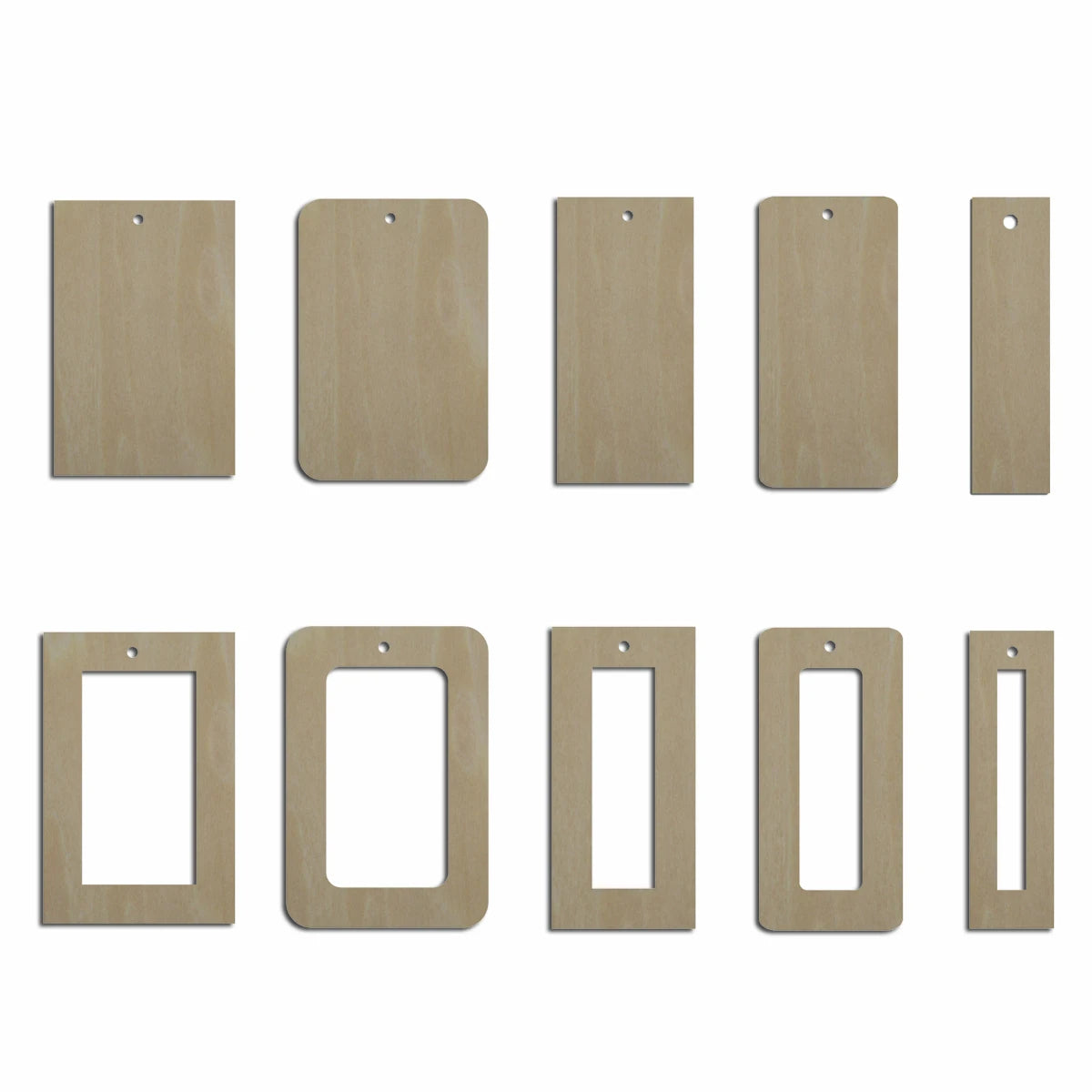 10pcs Laser Cut Unfinished Blank Wood Geometric Rectangle Cutout Shape Earring Pendant Jewelry Charm Finding