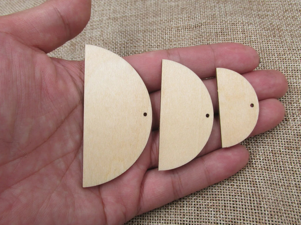 Unfinished Plywood Blank Geometric Half Circle Wooden Earring Pendant With Hole Jewelry Finding For DIY Project Making Kit