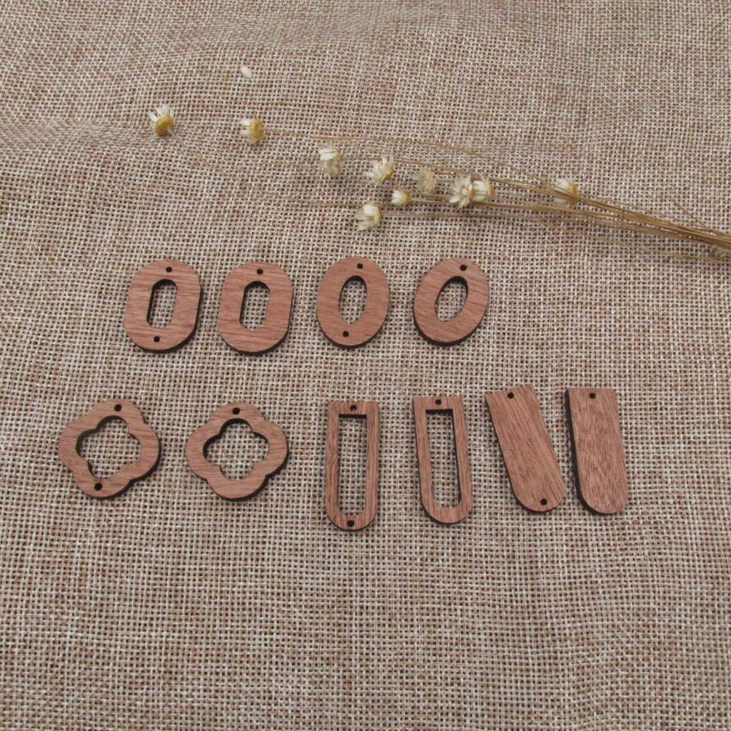 6 Pcs Unfinished Blank Wooden Oval Annulus Shape Cutout Wood Connector For Necklace Earring Pendant  DIY Making Jewelry