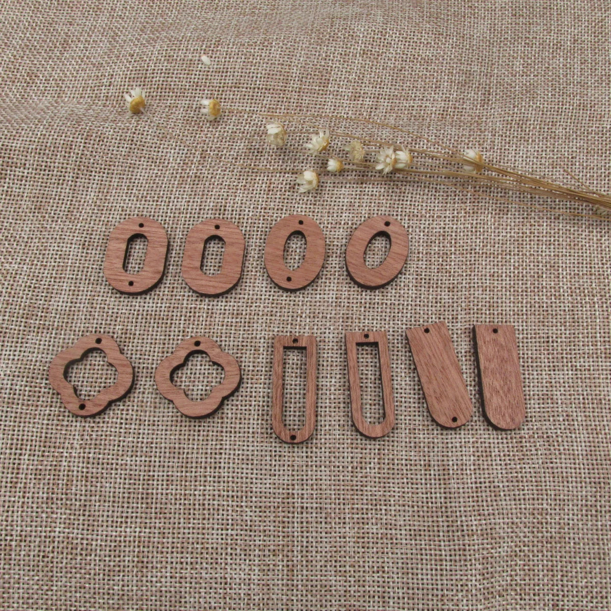 6 Pcs Unfinished Blank Wooden Oval Annulus Shape Cutout Wood Connector For Necklace Earring Pendant  DIY Making Jewelry