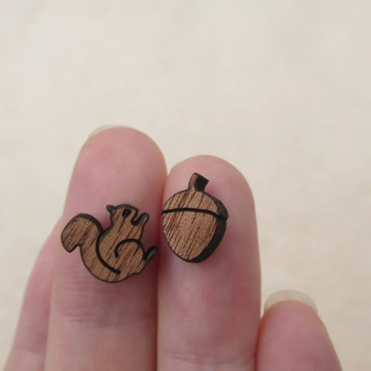 5 Pair Unfinished Blank Animal Wood Cabochon Squirrel Charms Jewelry Accessory For DIY Handmade Earring Stud Pin  Making