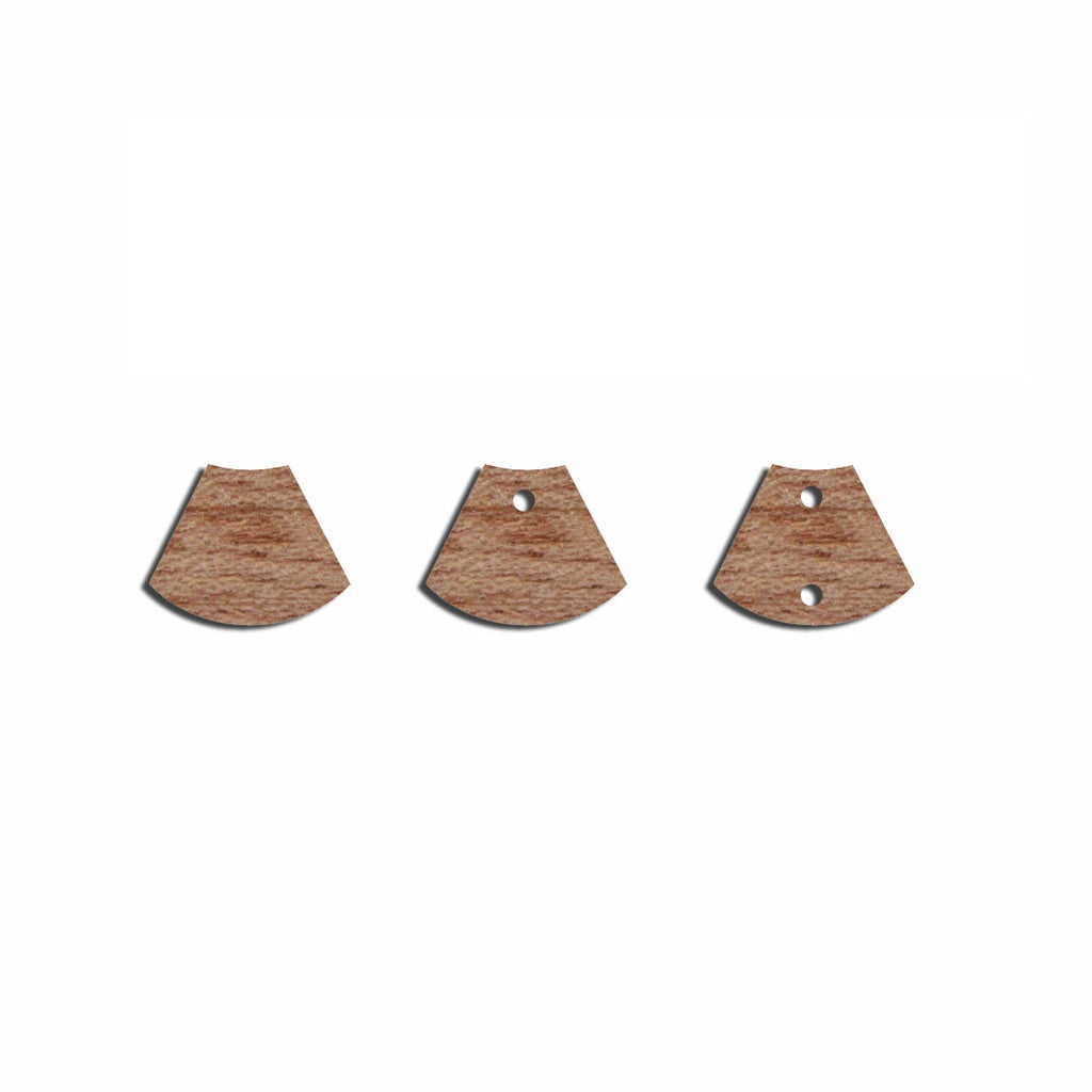 6pcs Unfinished Blank Wooden Trapezoid Earring Stud Fan Charms Connector Pendant for Jewelry Making
